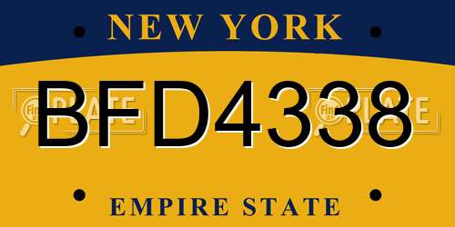BFD4338 New York License Plate