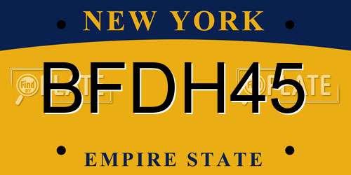 BFDH45 New York License Plate