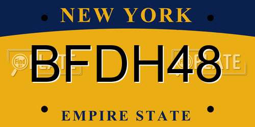 BFDH48 New York License Plate