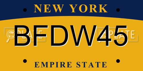 BFDW45 New York License Plate