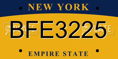 BFE3225 New York License Plate