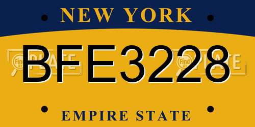 BFE3228 New York License Plate