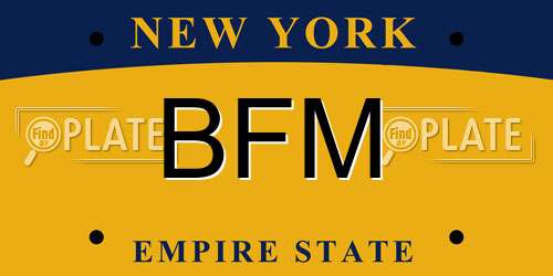 BFM New York License Plate