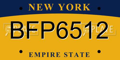 BFP6512 New York License Plate