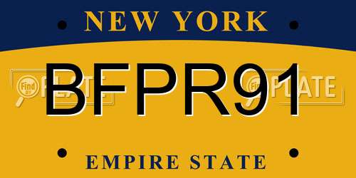 BFPR91 New York License Plate