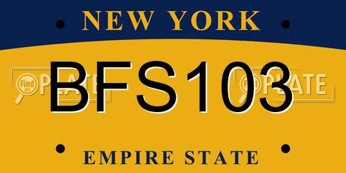 BFS103 New York License Plate