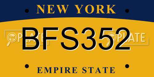 BFS352 New York License Plate