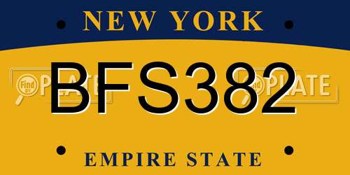 BFS382 New York License Plate