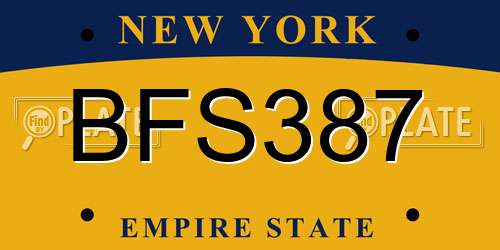 BFS387 New York License Plate
