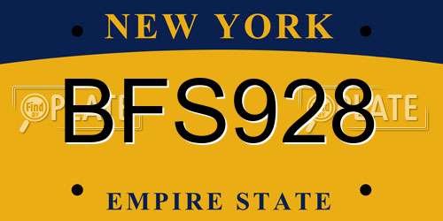 BFS928 New York License Plate