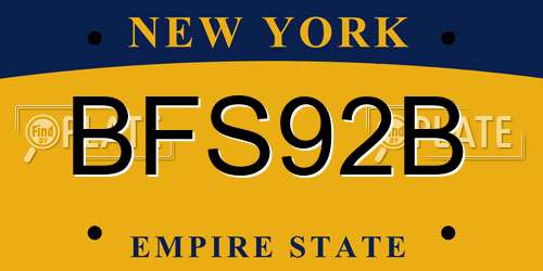 BFS92B New York License Plate