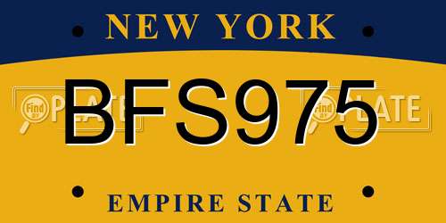 BFS975 New York License Plate
