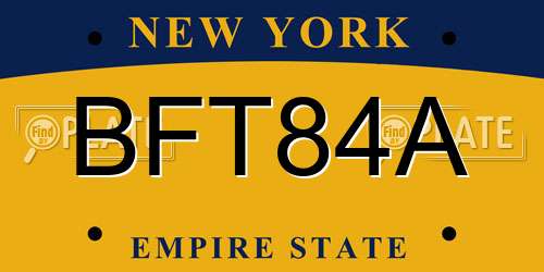 BFT84A New York License Plate