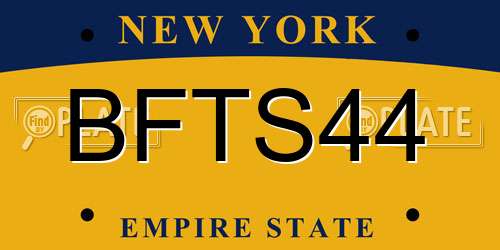 BFTS44 New York License Plate