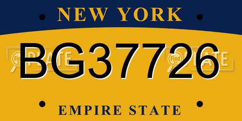 BG37726 New York License Plate