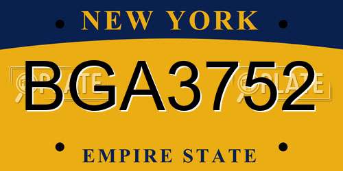 BGA3752 New York License Plate