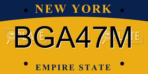 BGA47M New York License Plate