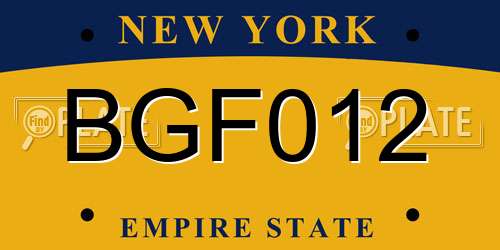 BGF012 New York License Plate