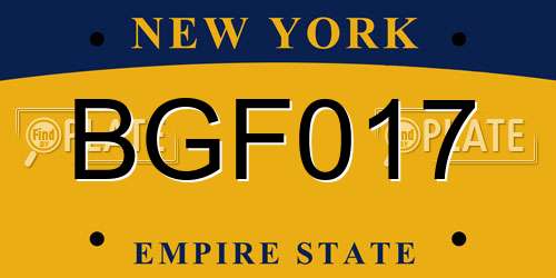 BGF017 New York License Plate