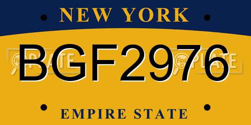 BGF2976 New York License Plate