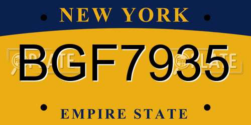 BGF7935 New York License Plate