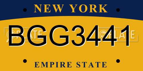BGG3441 New York License Plate