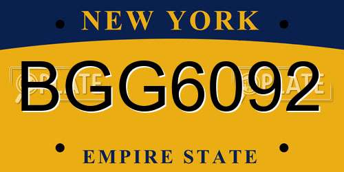 BGG6092 New York License Plate