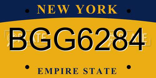 BGG6284 New York License Plate