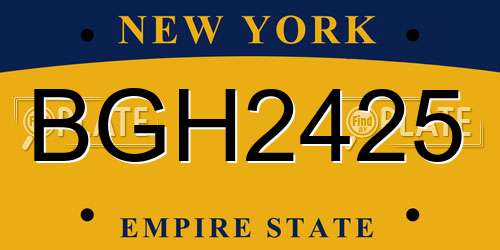 BGH2425 New York License Plate