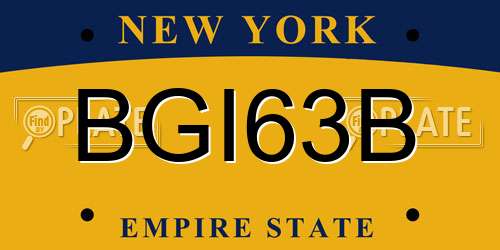 BGI63B New York License Plate