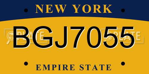 BGJ7055 New York License Plate