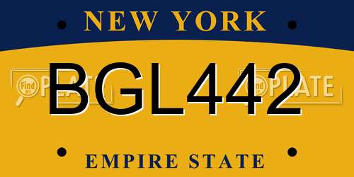 BGL442 New York License Plate