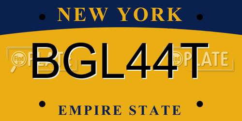 BGL44T New York License Plate