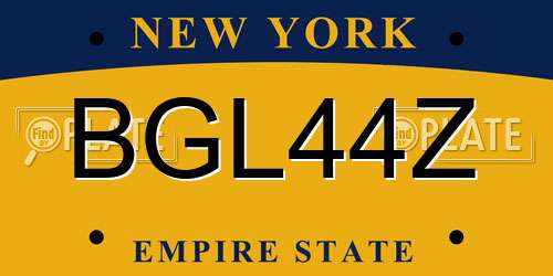 BGL44Z New York License Plate