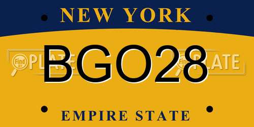 BGO28 New York License Plate