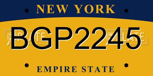 BGP2245 New York License Plate