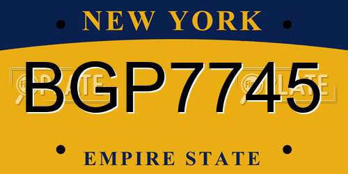 BGP7745 New York License Plate