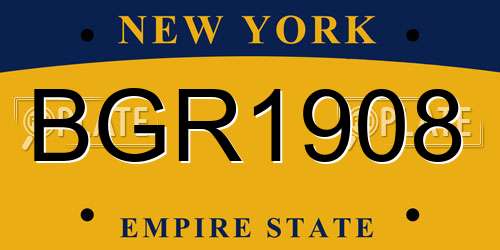 BGR1908 New York License Plate