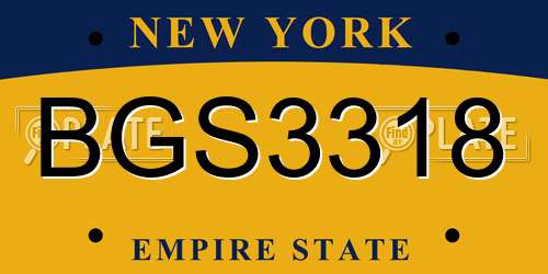 BGS3318 New York License Plate