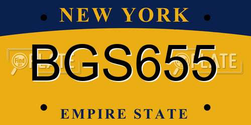 BGS655 New York License Plate
