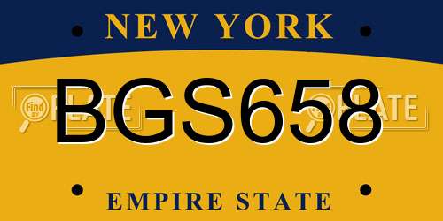 BGS658 New York License Plate