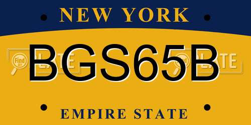 BGS65B New York License Plate
