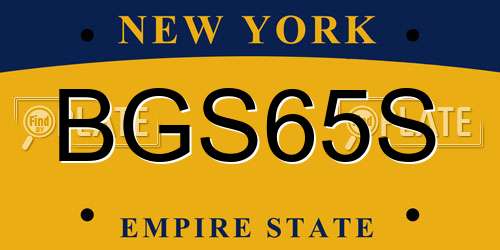 BGS65S New York License Plate