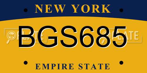 BGS685 New York License Plate