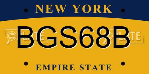 BGS68B New York License Plate