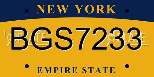 BGS7233 New York License Plate