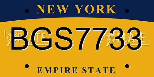 BGS7733 New York License Plate