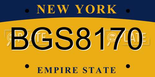 BGS8170 New York License Plate