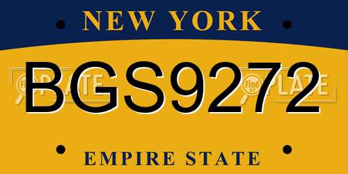 BGS9272 New York License Plate