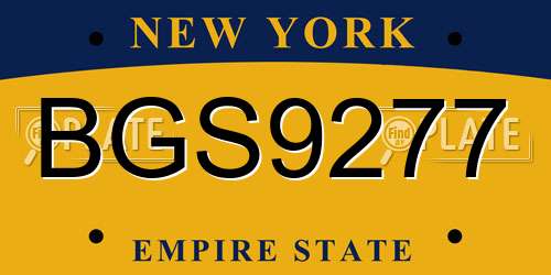 BGS9277 New York License Plate